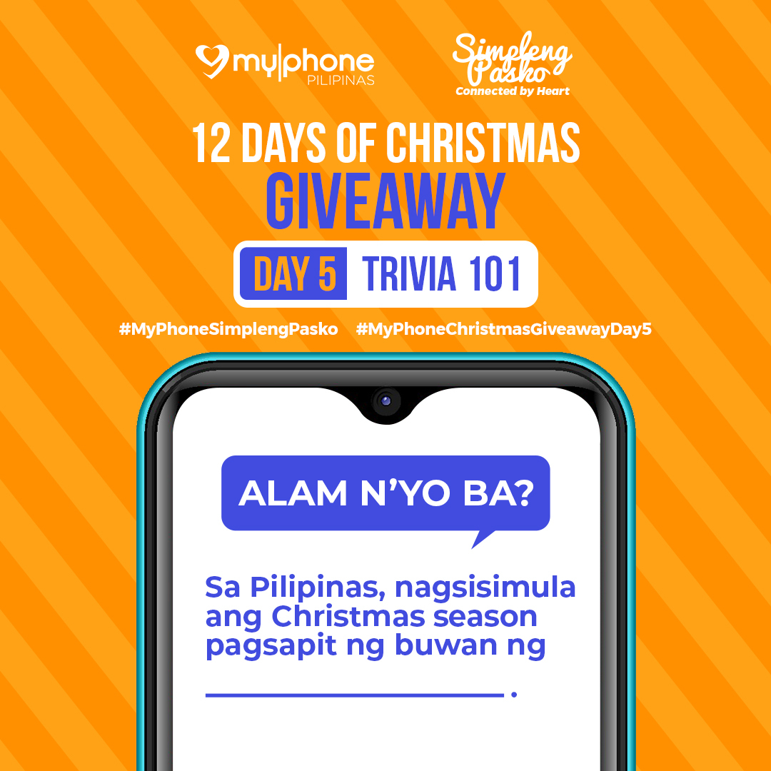 MyPhoneOfficial's tweet photo. #SimplengPasko DAY 5 OF 12 DAYS OF CHRISTMAS GIVEAWAY!

Nakalimang araw na tayo Ka-Tropa! Pwedeng-pwede ka pa rin sumali everyday!

Head over our pfficial Facebook Page now for more details! #MyPhoneChristmasGiveawayDay5 #MyPhoneSimplengPasko https://t.co/bxDwLpayLK