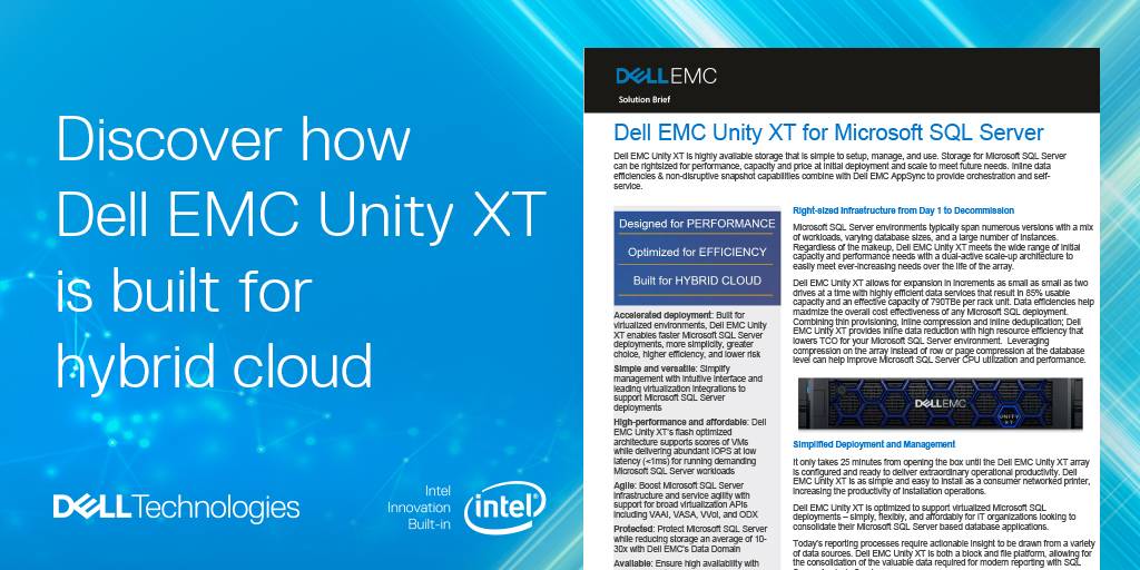 BoxLlc's tweet photo. Dell EMC #UnityXT is highly available storage that is simple to setup, manage, and use. Learn why it is perfect for Microsoft SQL Server environments by downloading this solution brief: https://t.co/VIyMcgRrlk https://t.co/qeFmXSHjlo