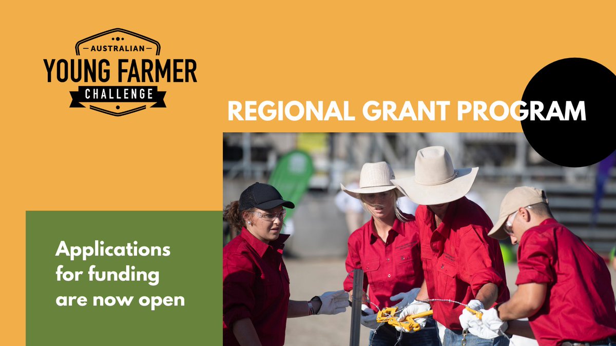 AusYFC's tweet photo. #AYFC Grants now available to support the costs of organising and running Competitions at local #agshows 💸

Funding submissions will be accepted from all eligible organising committees.

Apply Now: https://t.co/xsCKVW7FHU

#youngfarmerschallenge #ASA #agshowsaus #youthinag https://t.co/13Fb2iGgKm