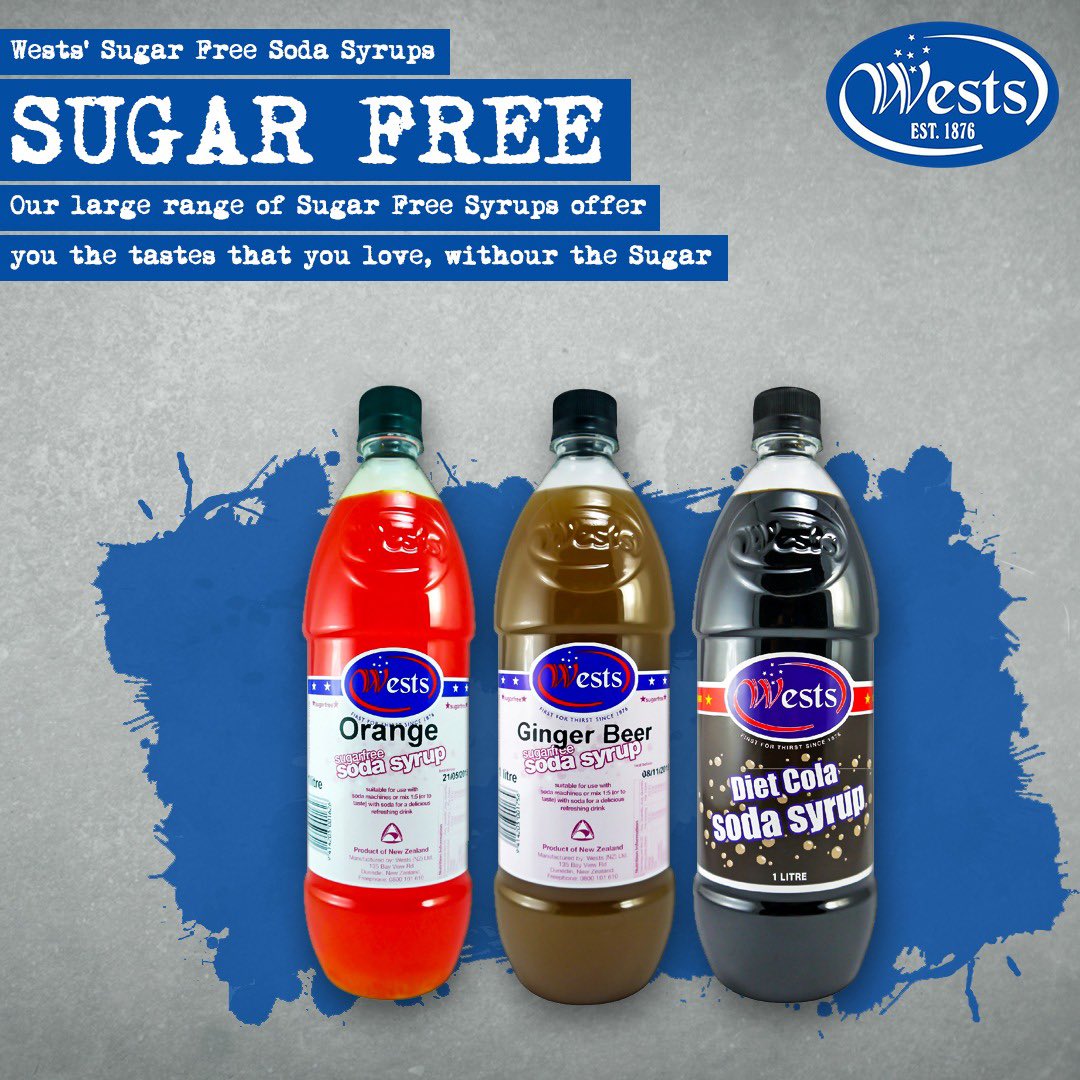 Westscordials's tweet photo. Got a Home Soda Machine? Try out our delicious range of 11 Regular &amp; 8 #sugarfree flavours, often at a fraction of the competitors prices! Nationwide delivery available online for a mixed carton 🙌 https://t.co/9IFjIR4Xx9 #sodamachine #wests #westsnz #buynz #buynzmade https://t.co/hnwgBrBDFV