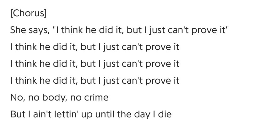 YourLawyerSays's tweet photo. Taylor Swift teaching us lessons on burden of proof, presumption of innocence, and corpus delicti. #Evermore https://t.co/dD9NMGpBAD