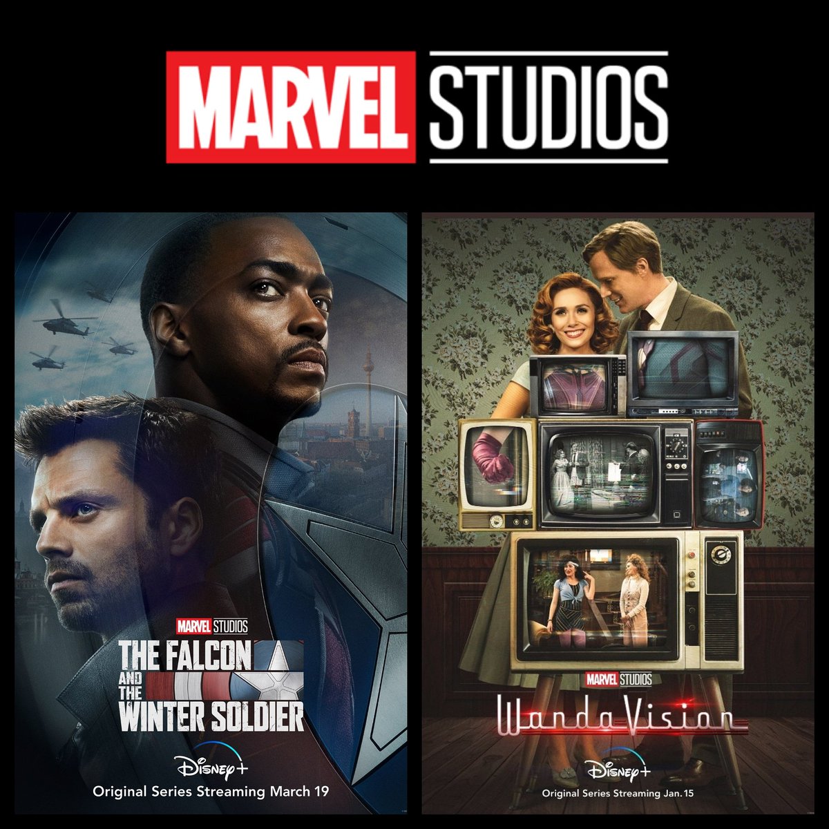 EZoneOficial's tweet photo. NUEVO!!! 🎬
Tenemos nuevos posters de las series #FalconAndTheWinterSoldier &amp; #WandaVision
Ambas series llegarán pronto por Disney Plus.

#marvel #avengers #marvelcomics #spiderman #mcu https://t.co/iByUs2Dus1
