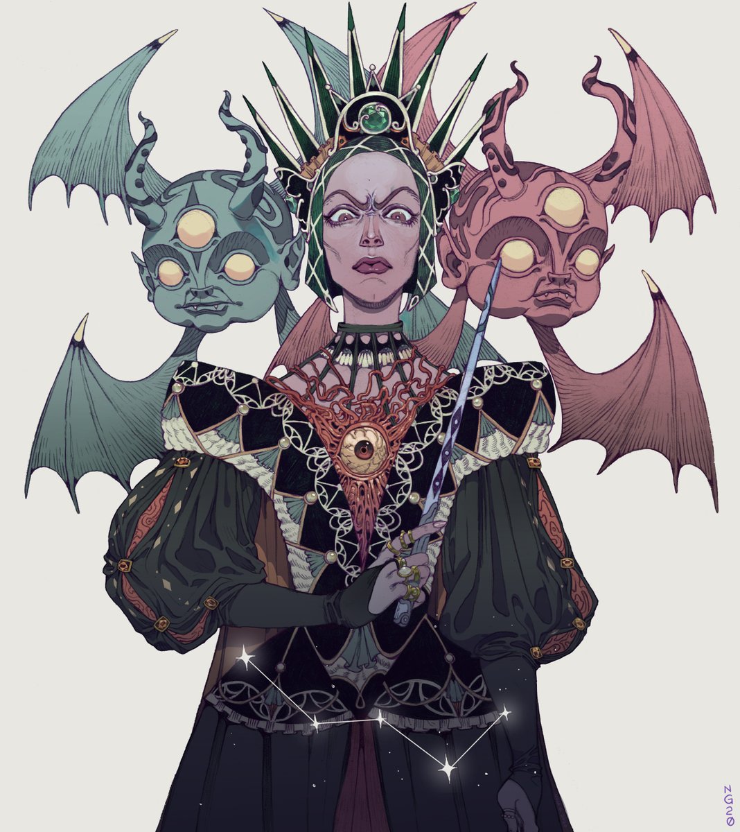 goons_art's tweet photo. More constellation OCs. Cassiopeia, the Shadow Queen, &amp; Cepheus, the Necromancer~ https://t.co/23t9TmHl6r