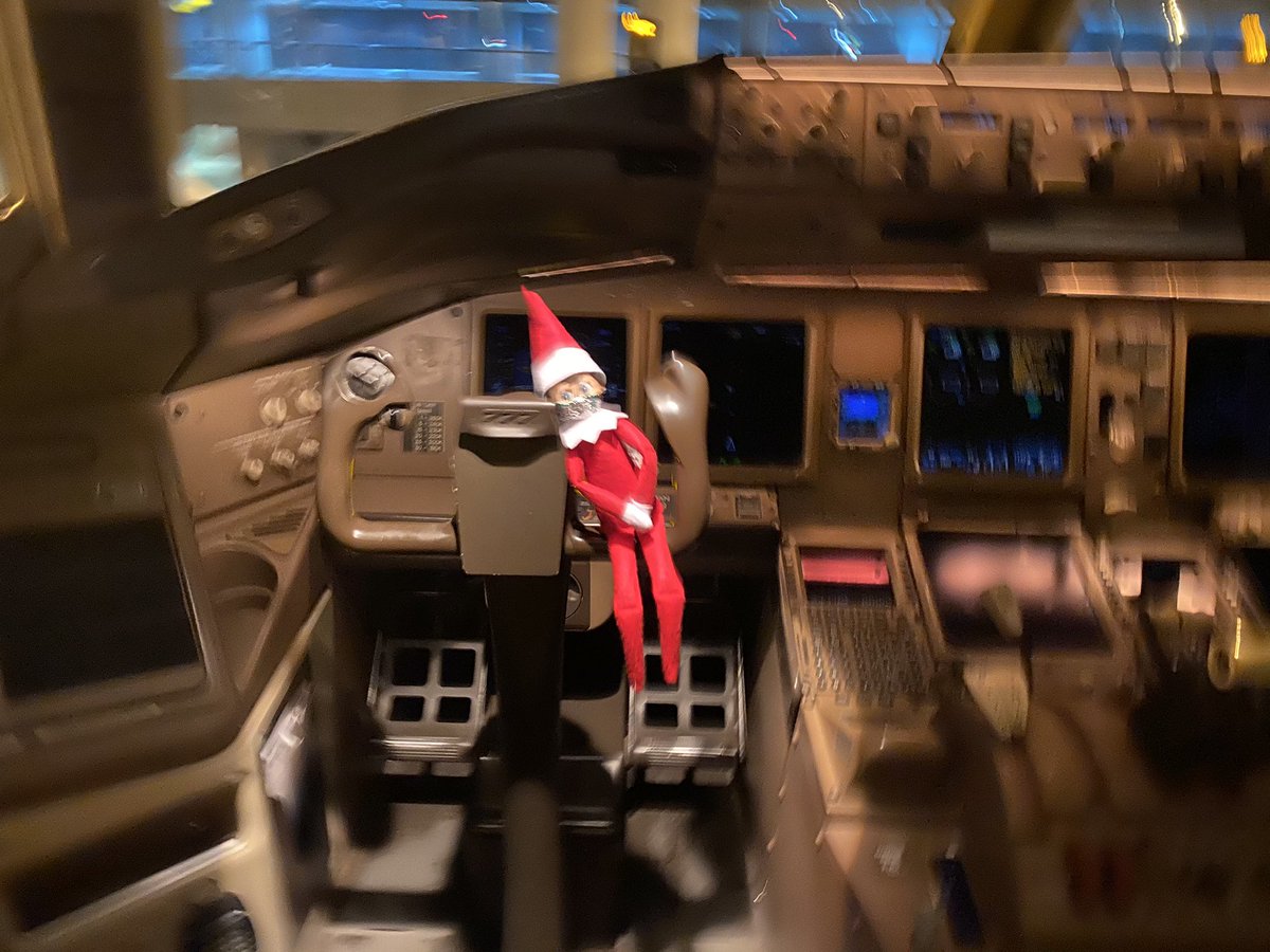 AnaForister's tweet photo. Safety always comes first!!!!! Thank you @AmericanAir  fir enforcing the use of the mask😍😍✈️ the elf made sure he has a mask on!!!! https://t.co/RAv4vPsMPG