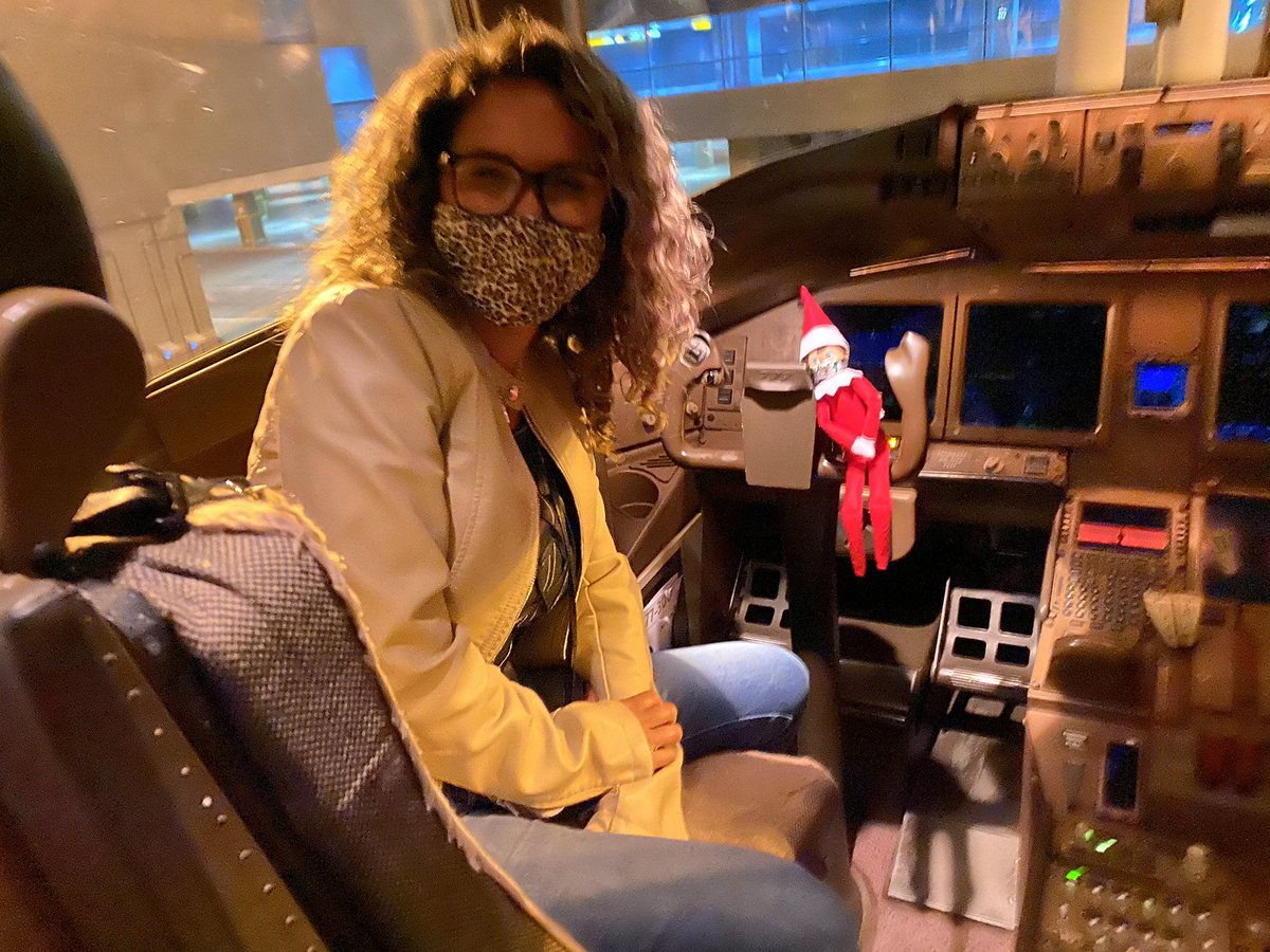 AnaForister's tweet photo. Safety always comes first!!!!! Thank you @AmericanAir  fir enforcing the use of the mask😍😍✈️ the elf made sure he has a mask on!!!! https://t.co/RAv4vPsMPG