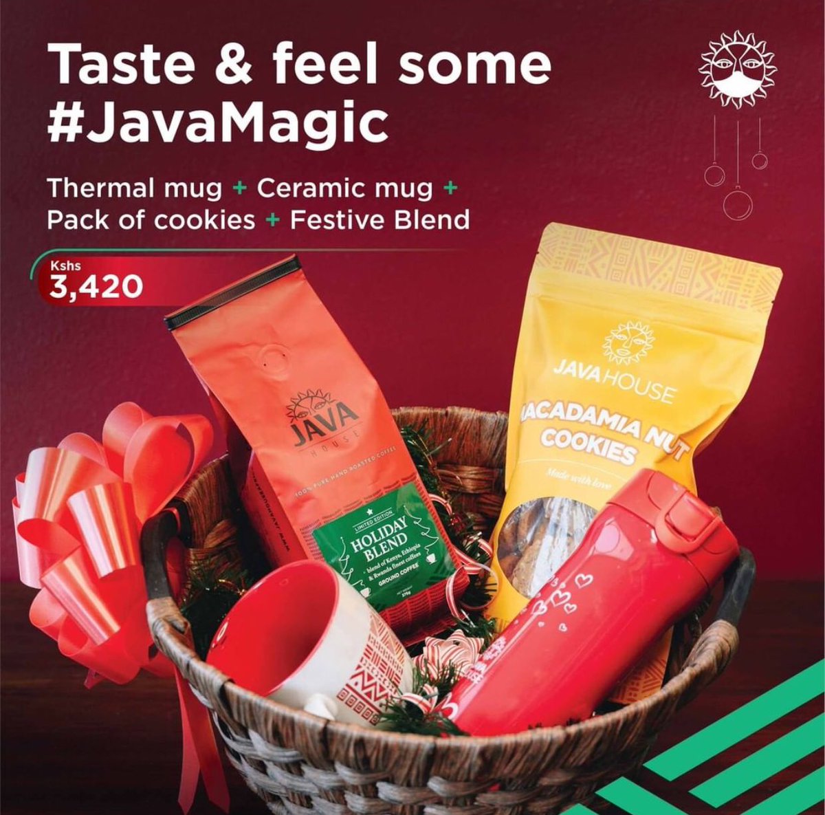 RupasMall's tweet photo. Spread the #JavaLove this festive season with #JavaMagic festive hampers packed with indulgent treats🎄🎉🎊
The hampers make a perfect gift that will surely wow family and friends.
#RupasMall #EnjoyRupasMall #EnjoyLife #TisTheSeason🎁 https://t.co/8hGSMFMInf