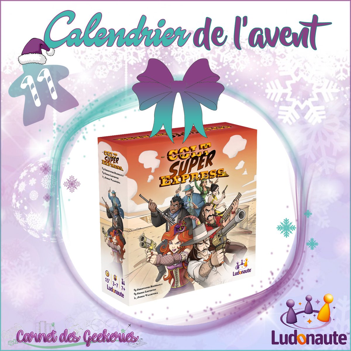 _Hina___'s tweet photo. 🎅 #CONCOURS 🎄𝐂𝐚𝐥𝐞𝐧𝐝𝐫𝐢𝐞𝐫 𝐝𝐞 𝐥'𝐀𝐯𝐞𝐧𝐭 🎁
🚂JOURNÉE SPÉCIALE 𝗖𝗢𝗟𝗧 𝗘𝗫𝗣𝗥𝗘𝗦𝗦 🚂

Prêts à incarner un bandit dans la version rapide de Colt Express ?

🎁 A gagner : Colt Super Express
🎄 RT + Follow @_Hina___ et @ludonaute

🌟Fin le 18/12 🇫🇷🇧🇪🇨🇭🇱🇺
#j2s #bgg https://t.co/rtTcu9wPTI