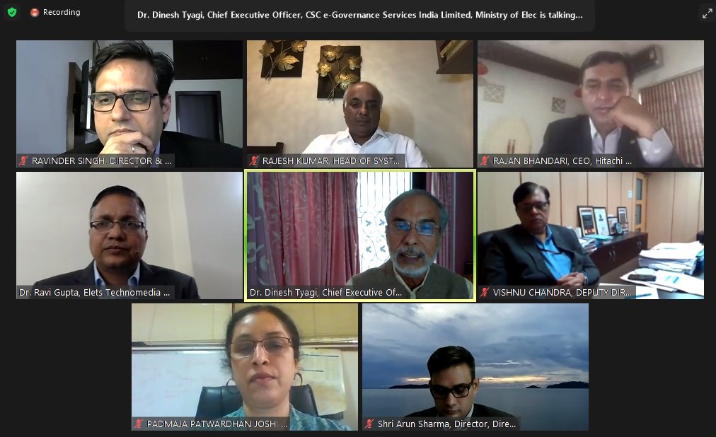 egovonline's tweet photo. #GovernanceLeadershipVirtualDialogue| Dr Dinesh Tyagi, CEO, @CSCegov_, @GoI_MeitY, said, "We can leverage the innovative ideas at their  fullest by using IT applications."

@HitachiSysMC @JuniperNetworks https://t.co/LSwMwrQiuX