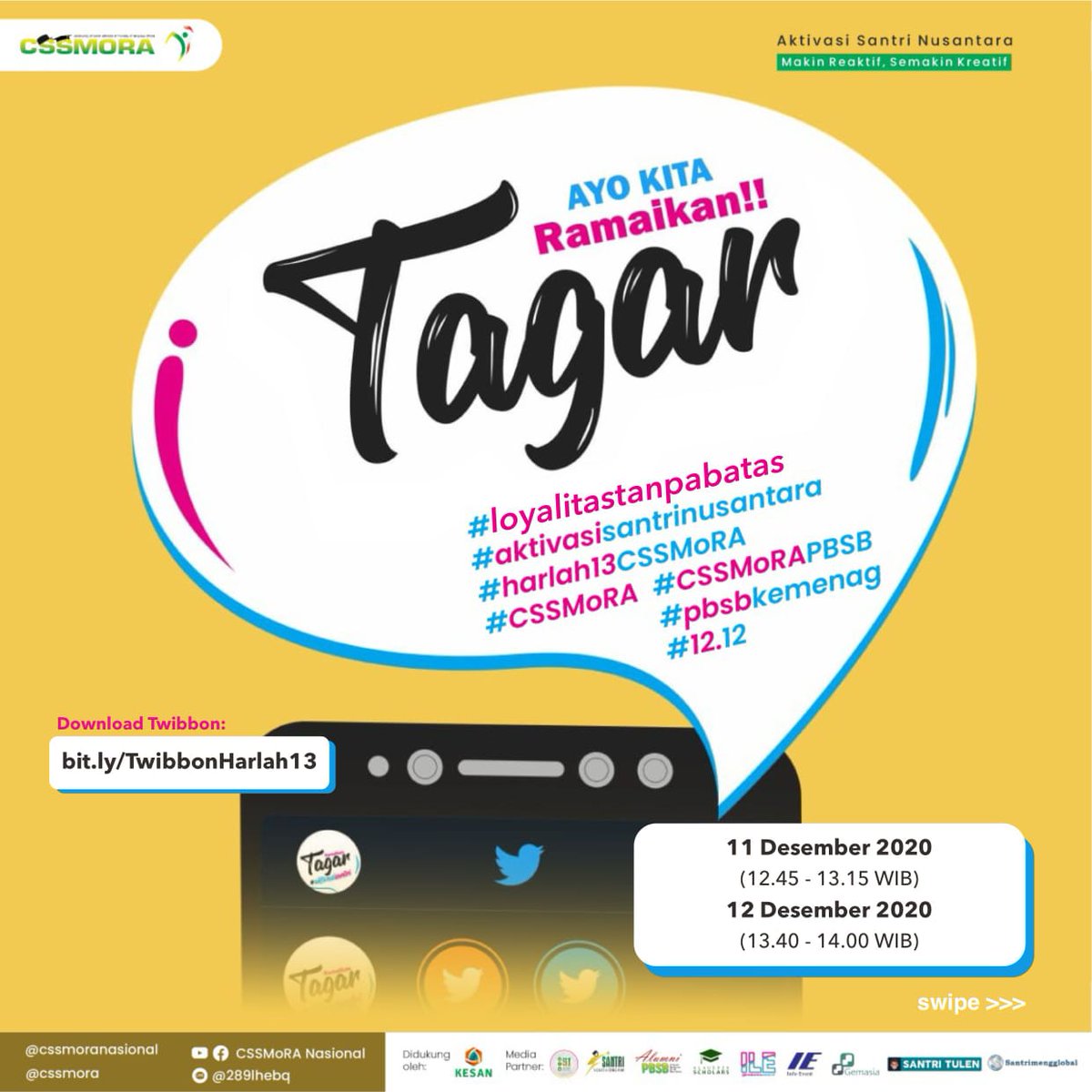 Ilmaaja3's tweet photo. Selamat Harlah ke-13 CSSMoRA (Community of Santri Scholars of Ministry of Religious Affairs) Program Beasiswa Santri Berprestasi (PBSB) Kementerian Agama
#harlah13CSSMoRA
#cssmorapbsb
#pbsbkemenag
#baktisantriuntuknegeri
#loyalitastanpabatas
#aktivasisantrinusantara
#Puncak1212 https://t.co/GA55QkzQfP