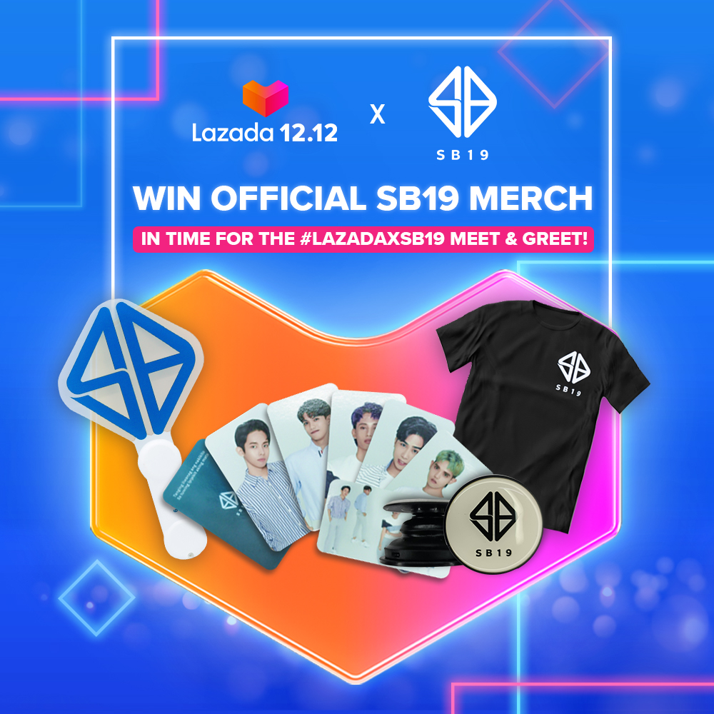 LazadaPH's tweet photo. Want to WIN @SB19Official merch &amp; even wear the shirt to the #LazadaxSB19 Fan Meet &amp; Greet on Dec 13? Here's your chance!

All you have to do:
1. Follow @LazadaPH 
2. RT and like this tweet
3. Reply mine!

We're picking 12 winners on Dec 12, so join now! #Lazada1212 https://t.co/1ywvLXbYyi