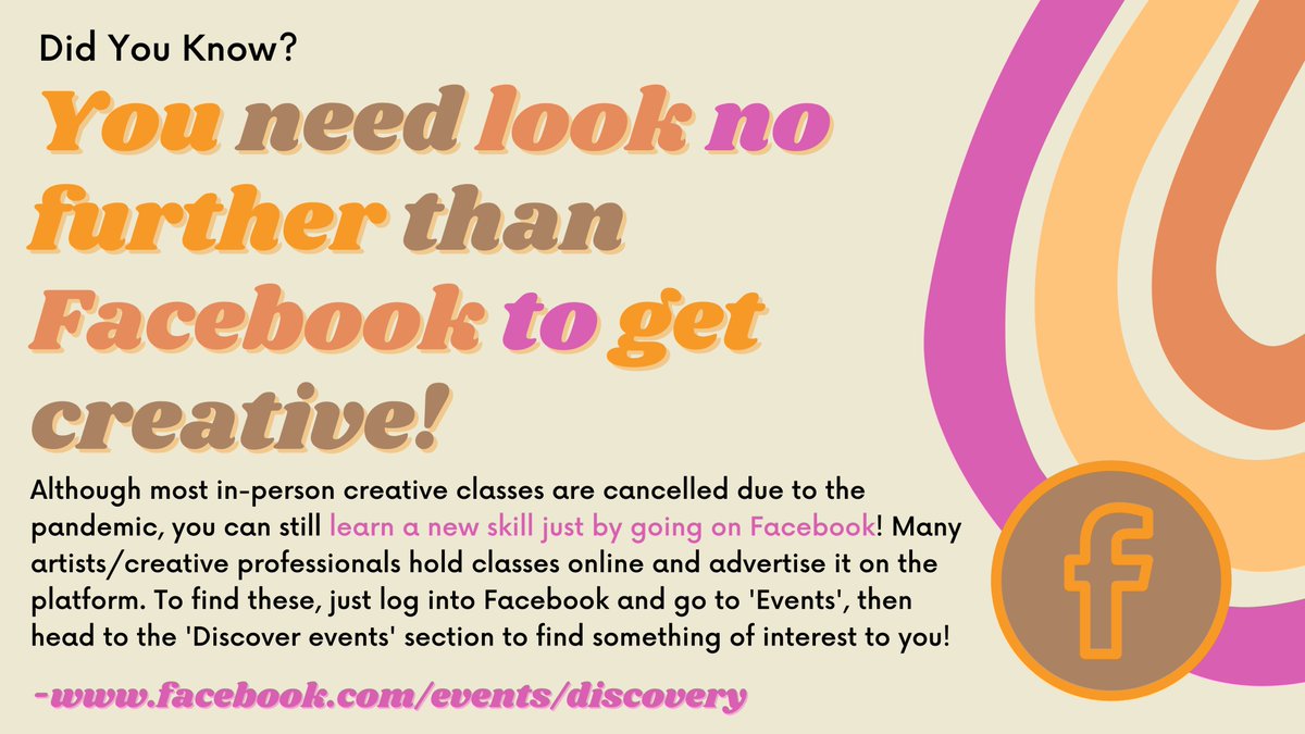 CreateDrgCovid's tweet photo. Wanna get creative? Just log into Facebook! You can take part in an online class from the comfort of your home. 🏡💻 @Facebook #Creativity #IsolateAndCreateGM https://t.co/6DmI4BpVMU