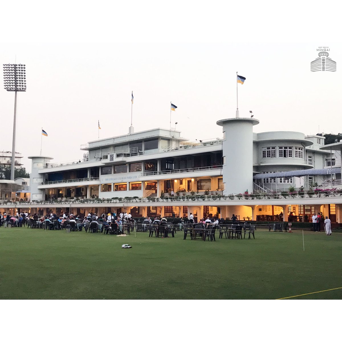 Image: Watercolour illustration by Shubhika Malara for Art Deco Mumbai Trust (5/5) #artdeco  #ArtDecoMumbai  #brabournestadium  #artdecoarchitecture  #cricketstadium  #indiancricket  #artdecoarchitecture  @ICC @IndianCricketTeam  @T20Mumbai  @IPL