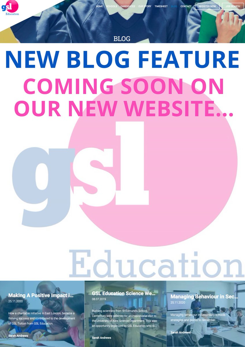 education_gsl's tweet photo. Keep an eye out for the launch of our new website to see how we are making a difference in education! #education #schools #blog #educationrecruitment #gsleducation #gslfamily https://t.co/0EwLyJL3RC