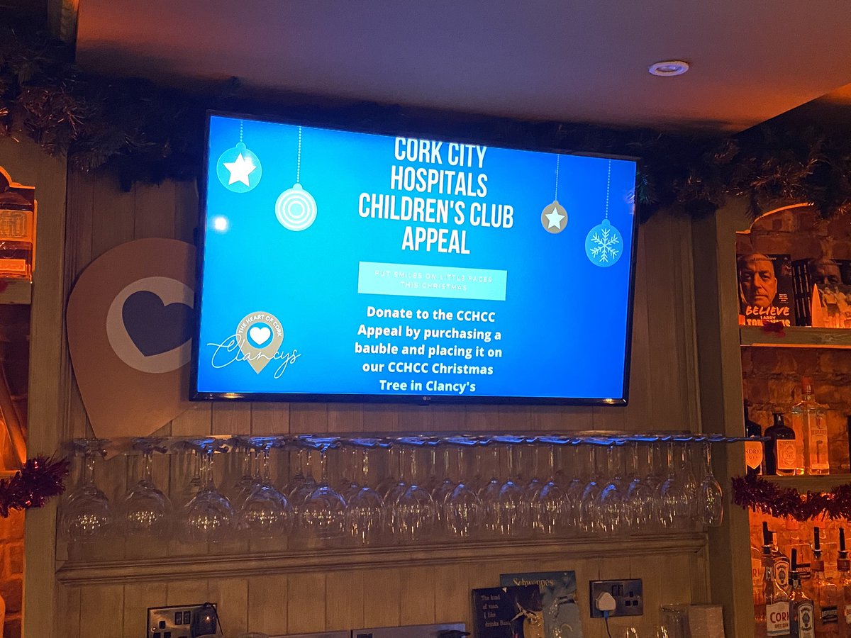 ClancysCork's tweet photo. We here in Clancys are delighted to support @ckchildrensclub #ChristmashatDay for their fundraising. Pop in to support this great cause and make your own donation to place a bauble on the Xmas Tree #CCCHC #HatsOn https://t.co/BcEXgizXnL