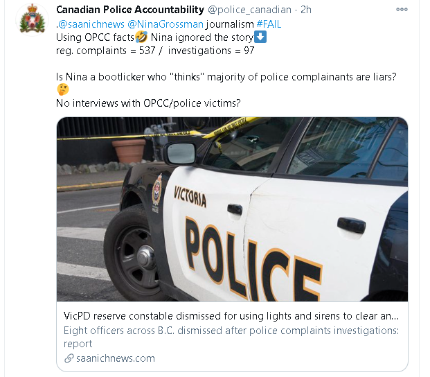 police_canadian's tweet photo. Just found a pack of educated people having to school a different bootlicker-journalist about cops.
Journalists should know journalism.
A Journalist echoes; hopefully the truth.
#poLIcE = #bad 🚔 #FTP #ACAB
#DefundThePolice #ReturnToJournalism #TryFacts
https://t.co/KJVCm4uqmX https://t.co/cDlAyu32YR
