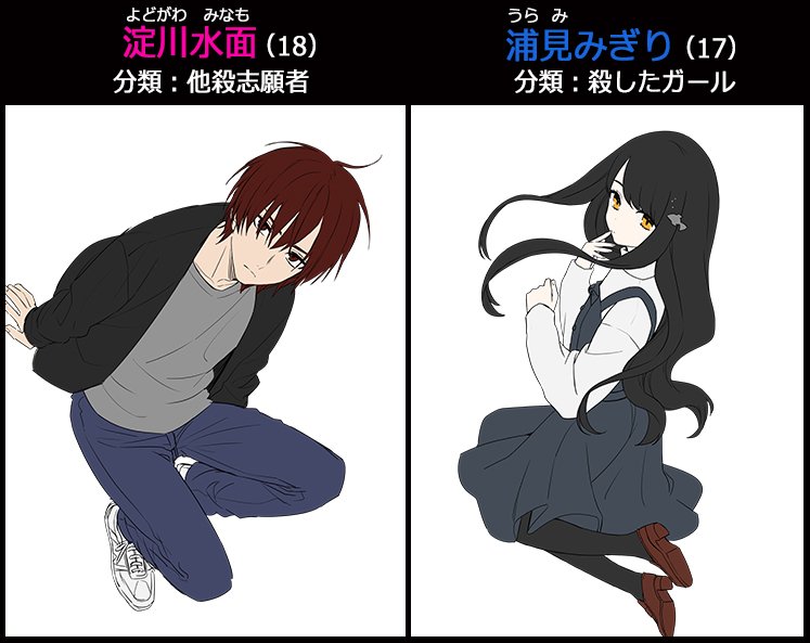 殺したガールと他殺志願者 公式 11月発売 カップルの立ち位置 浦 右側に立つ人は 順応性が高く 相手に引っ張られたいと思うタイプだそうです 淀 逆説的に 左側に立つ奴は主導権を握りたいタイプか 浦 つまり 左に立つ人の方が心理的な力