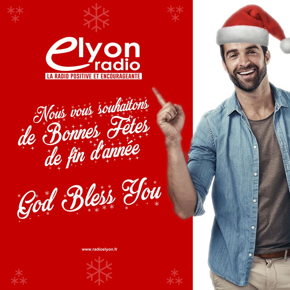 RadioElyonfr's tweet photo. Découvrez Radio Elyon - La Radio Chrétienne Francophone Positive &amp; Encourageante diffusant en ligne 24h/24 le meilleur de la musique chrétienne. https://t.co/yFL8jEq6bJ
Nous vous souhaitons de Bonnes Fêtes de fin d'année. Que Dieu vous bénisse ! https://t.co/mnXDiL8QcK