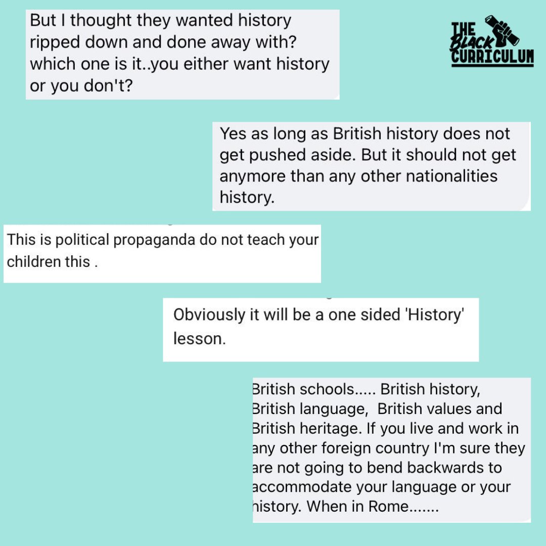 CurriculumBlack's tweet photo. This is a different type of post from us, but a necessary one nonetheless.

Here are some of the *real* comments under our interviews about the importance of diverse &amp; inclusive curriculums. 

Comments that show more than ever why Black history is needed - everywhere.

👇🏾 #TBH365 https://t.co/wlQ7QdfjZR