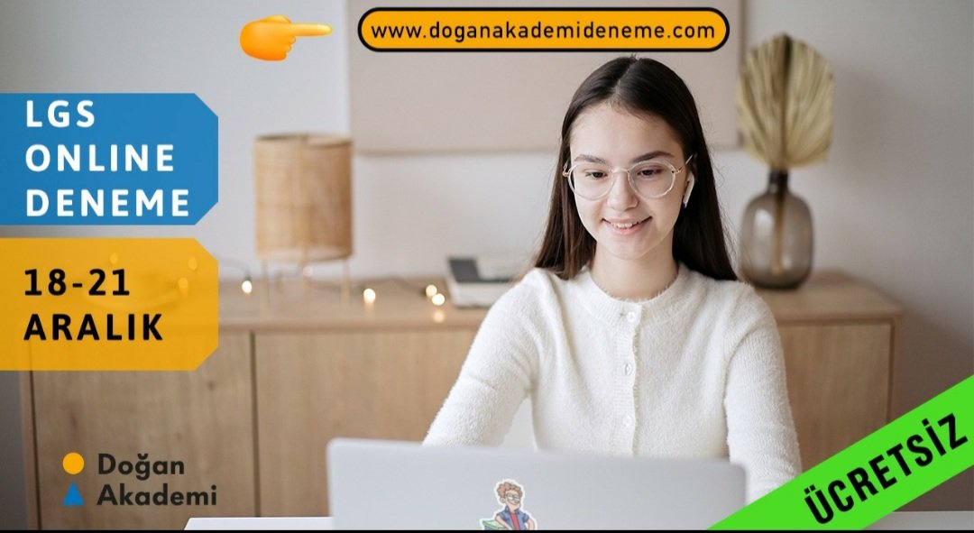 Doğan Akademi'nin öğrencilere desteği "online" sınavlarla devam ediyor. 📢🎉Türkiye Geneli LGS deneme sınavına girmek için doganakademideneme.com adresine üye olman yeterli. 🥳 Sınava, 18-21 Aralık tarihlerinde istediğin gün ve saatte girebilirsin.