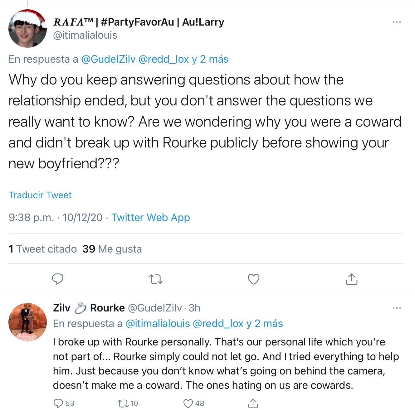 ⋆𝐉𝐮𝐬𝐭 𝐋𝐮𝐧𝐚⋆☽ on X: #Zilv broke up with #Rourke personally, R  simply could not let go. t.cofnew90lsRh  X