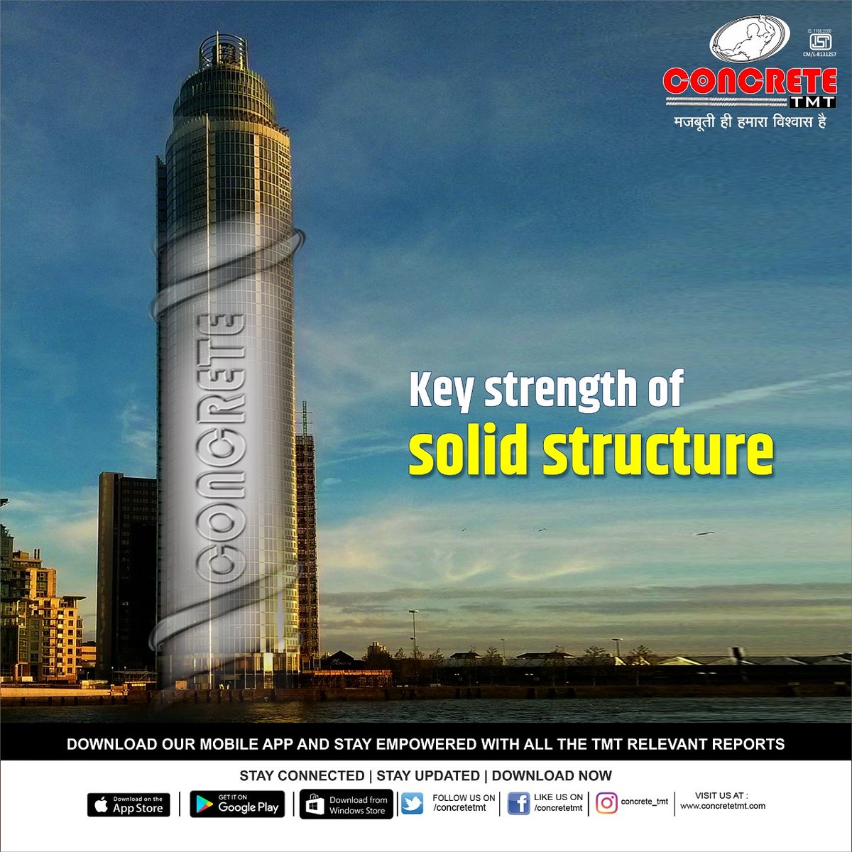 concretetmt's tweet photo. With Concrete TMT you get amazing strength and bendability that is why Concrete TMT is the key strength of solid structures.
#concretetmt #solidstructure #structure #architect #civilengineer #tmt #tmtmanufacturer #raipur #nagpur #chhattisgarh #maharashtra https://t.co/BjFgGeJx4y