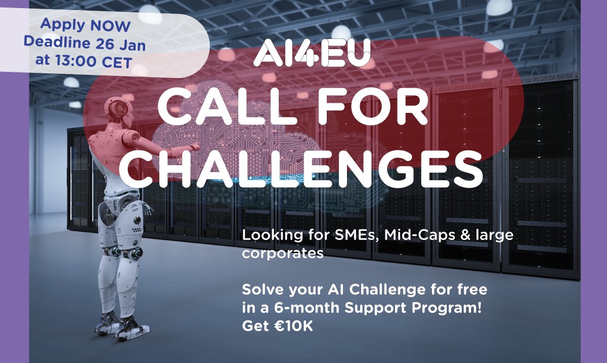 AIonDemand's tweet image. #AI4EU is looking 4 #ArtificialIntelligence challenges to solve: how to diagnose evolutions of diseases, how to do predictive maintenance of vehicles ✈️ 🚐🚃, how to improve safety of workers 👨🏻‍🏭👩🏻‍🏭, &amp;amp; more! #AI
@FundingBox 

✅Submit your #AIchallenge now: ai4eu-opencalls.fundingbox.com