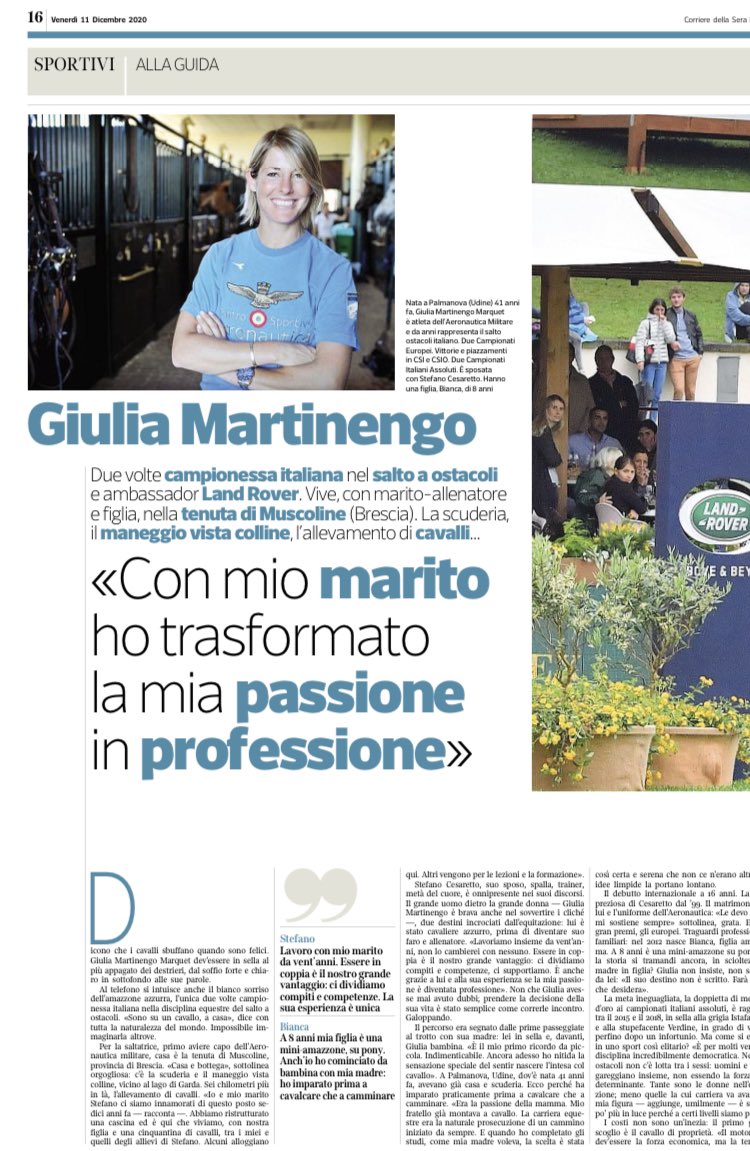 Di spade e destrieri. Idee limpide. Scelte semplici e strade difficili. <a href="/RossyPuppy/">Rossella Fiamingo</a> sfida perfino le bolle di sapone, aspettando Tokyo 2021. <a href="/giumartinengo/">Giulia Martinengo</a> costruisce fiducia ed è così che salta gli ostacoli. 

L’onore di raccontarle per il <a href="/Corriere/">Corriere della Sera</a>, speciale #motori