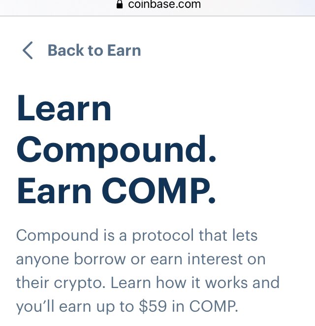 Fancy some #free Friday #crypto ? I just earned free #COMP by learning about Compound on Coinbase, you can do the same, easy money 💰 coinbase.com/earn/comp/invi…