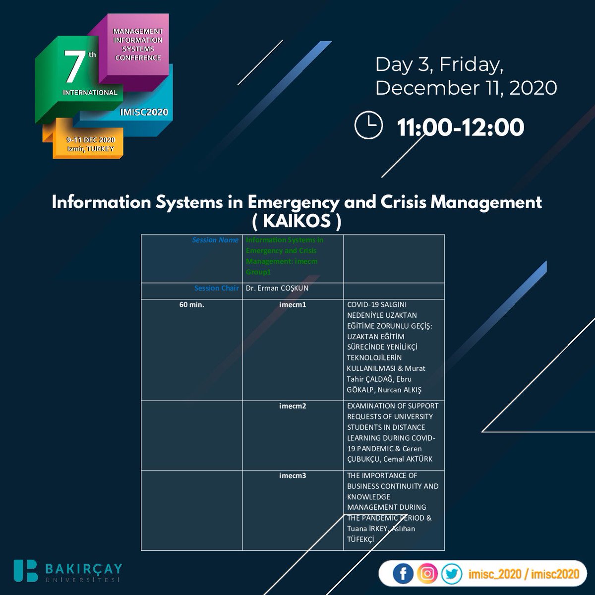 imisc_2020's tweet photo. Information Systems in Emergency and Crisis Management session has started on KAIKOS link! https://t.co/9tD4aAZsB9