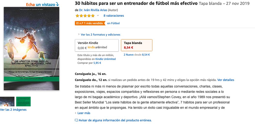 Rivilla_'s tweet photo. 📚¡Cumplimos 1 año de su publicación! ⚽️⚽️⚽️

"30 Hábitos para ser un entrenador de fútbol más efectivo" 

Mucho que agradecer:

✅ Nº1 en ventas 🔝 semanas
✅ ⬆️ Feedback
✅ ⬆️ Divulgación 
✅ ⬆️ Experiencia práctica

Puedes adquirirlo aquí: https://t.co/NWBMasHGMl https://t.co/6tPSrxQVie