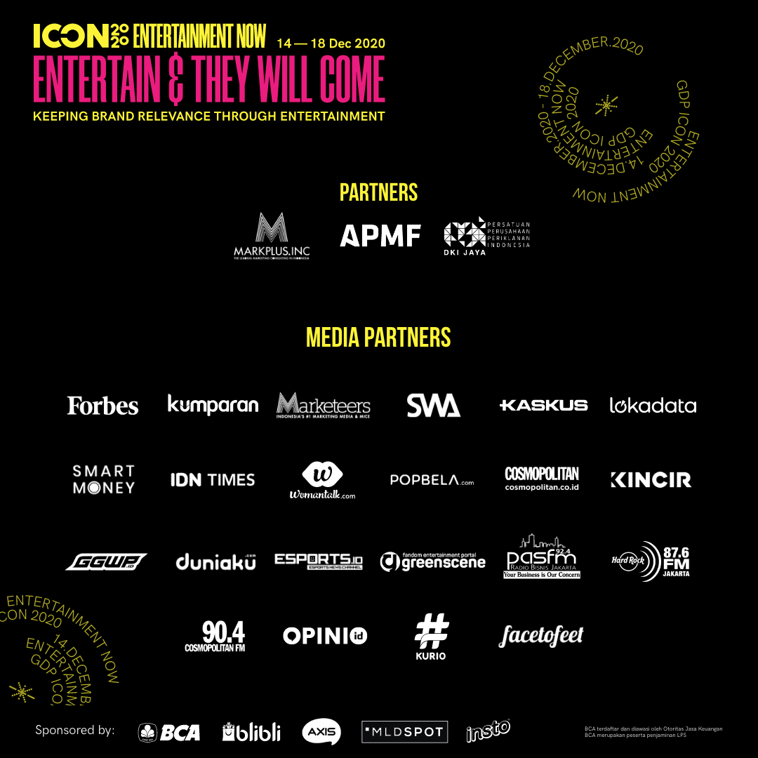 gdpventure's tweet photo. Today we live a dynamic life and that requires #entertainment at any available time.

How can we serve, and be served in this “high-demand” #digital world? Hear it from Mirwan Suwarso, #MOLATV and Dr. Guntur S. Siboro, #Lionsgate Play in #ICON2020

Tickets https://t.co/ANGs7kT46r https://t.co/KHoCfEfNKO