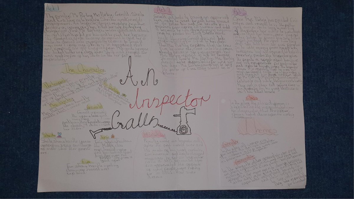 #RSHS Some phenomenal work done by Miss Beck's Y10 English class - they produced some really detailed knowledge organisers for their homework as revision for An Inspector Calls