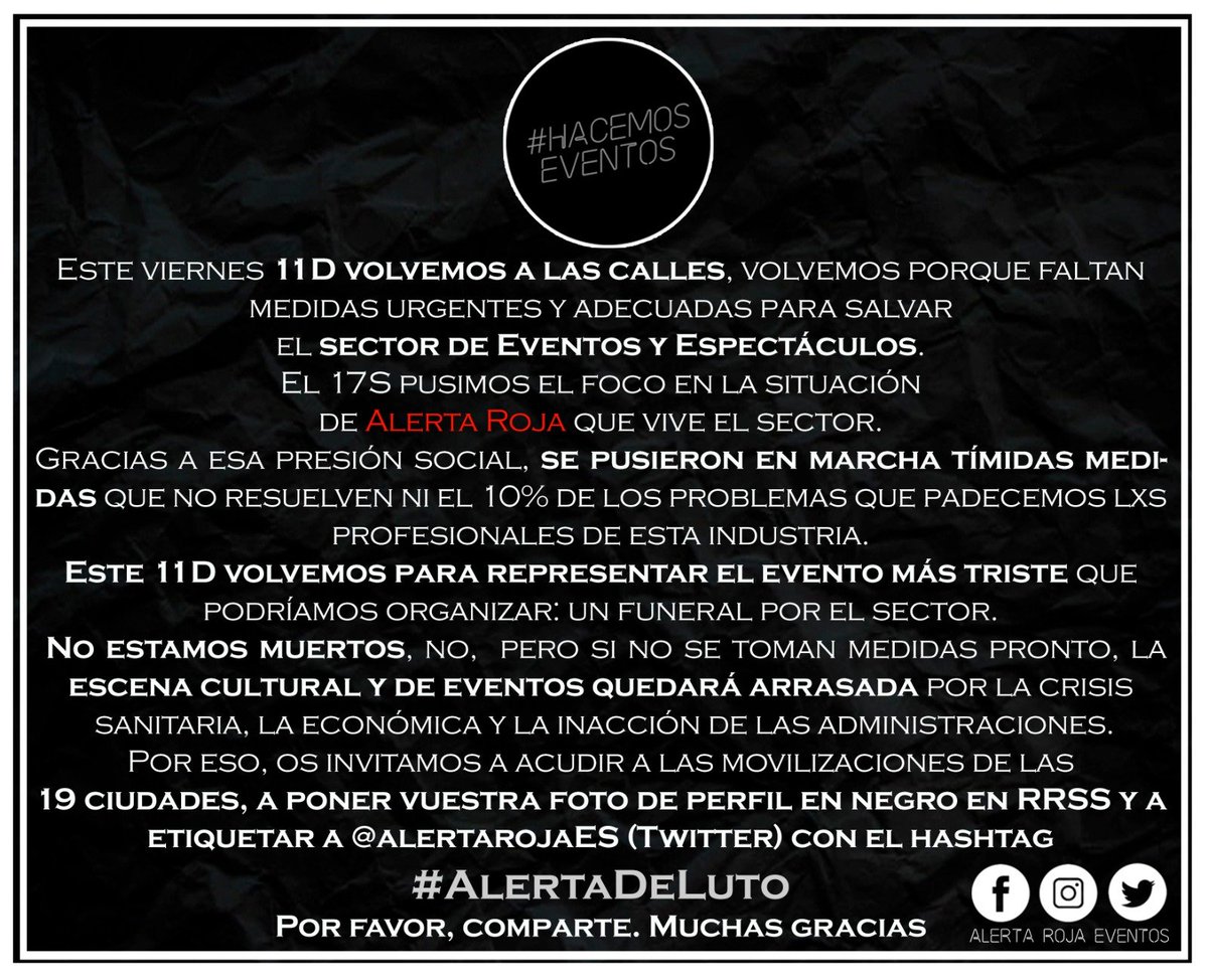 #AlertaDeLuto
#AlertaRoja
#HacemosEventos

<a href="/AlertaRojaES/">Alerta Roja</a>