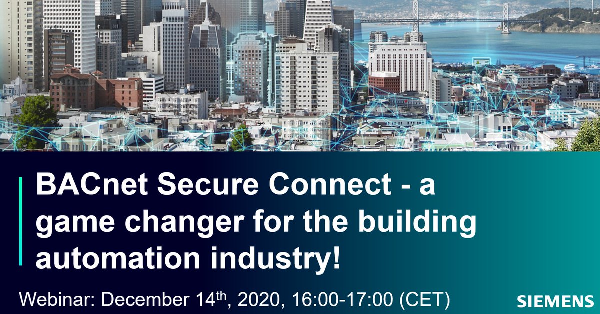BACnet Secure Connect will be one of the biggest steps forward in building automation communication protocol security!! Do you agree? 
Join our webinar to learn more about a more secure future in BA.
sie.ag/33ZX4LO 
#CyberSecurity #BAcnetSC #buildingsoftomorrow