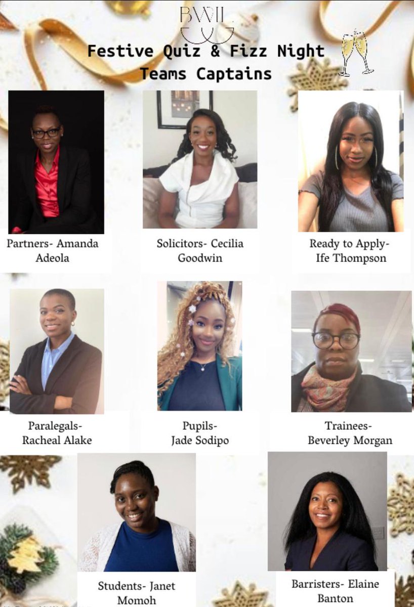 BlackWomenLaw's tweet image. Join us for a night of games, music, and networking on the 15th December 2020!
••••Click on the link to register: forms.gle/FFrBuB9VH5MVRX… 
Check out our team captains. Don’t miss out!!! #blackwomeninlaw @AmandaAdeola @CeciliaGoodwi14 @ElaineBanton
