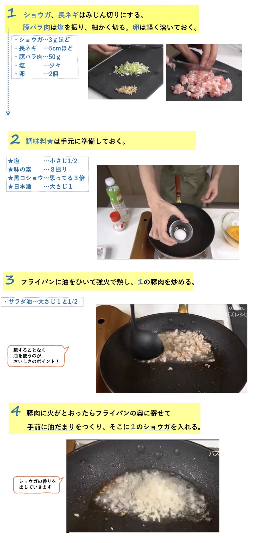 美味しさのポイントは生姜と油にあり？！絶品チャーハンの作り方！