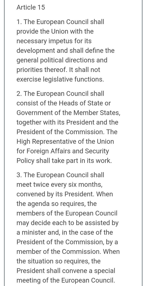 The Treaties (Article 15, TEU) have a fairly limited role for the European Council - setting the general political directionIt's telling that it has developed into something much more, giving increasingly specific instructions on the detail of key laws