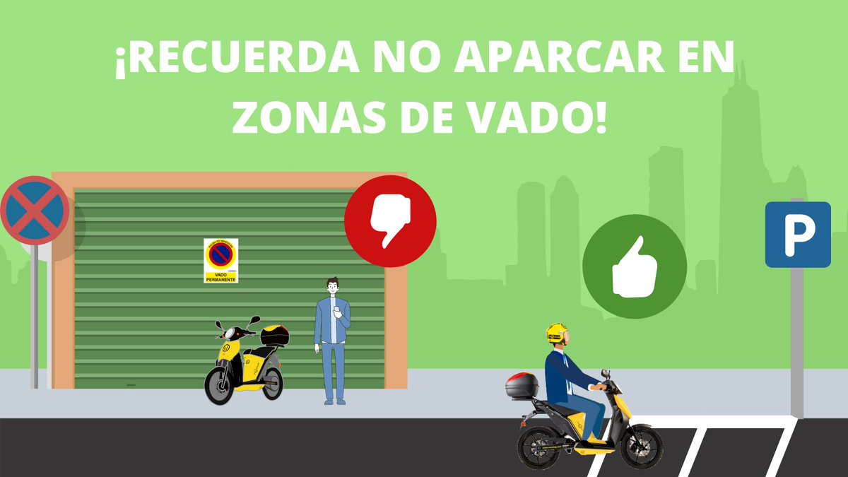 RECUERDA NO APARCAR EN ZONAS DE VADO
APARCA SIEMPRE EN PARKING DE MOTOS

#estacionaconrespeto
#muevetesindejarhuella
#movilidadsevilla
#moviliadsostenible
#motosharing
#sostenibilidad
#SmartCity
