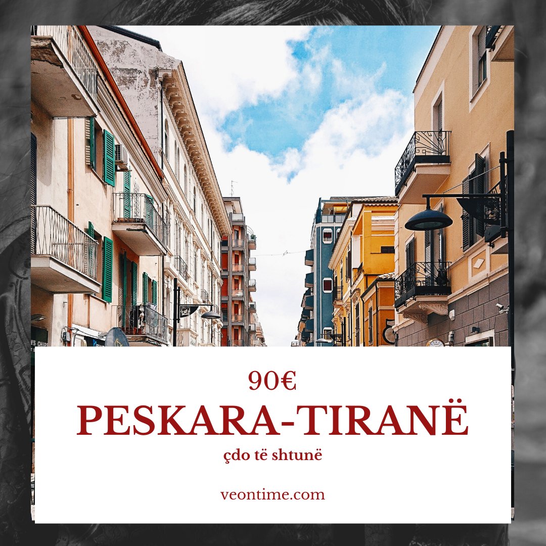 veontime's tweet photo. 🇮🇹 x 🇦🇱 Udhëtoni nga 𝗣𝗲𝘀𝗸𝗮𝗿𝗮 (Itali) për në 𝗧𝗶𝗿𝗮𝗻𝗲̈ për vetëm 𝟵𝟬€.

𝗗𝗶𝘁𝗲̈𝘁: Çdo të shtunë

𝗠𝗯𝗲̈𝗿𝗿𝗶𝘁𝗷𝗮: Durrës, Tiranë, Kavajë, Rrogozhinë, Lushnje, Fier, dhe Vlorë. https://t.co/Uy1RfgEv59