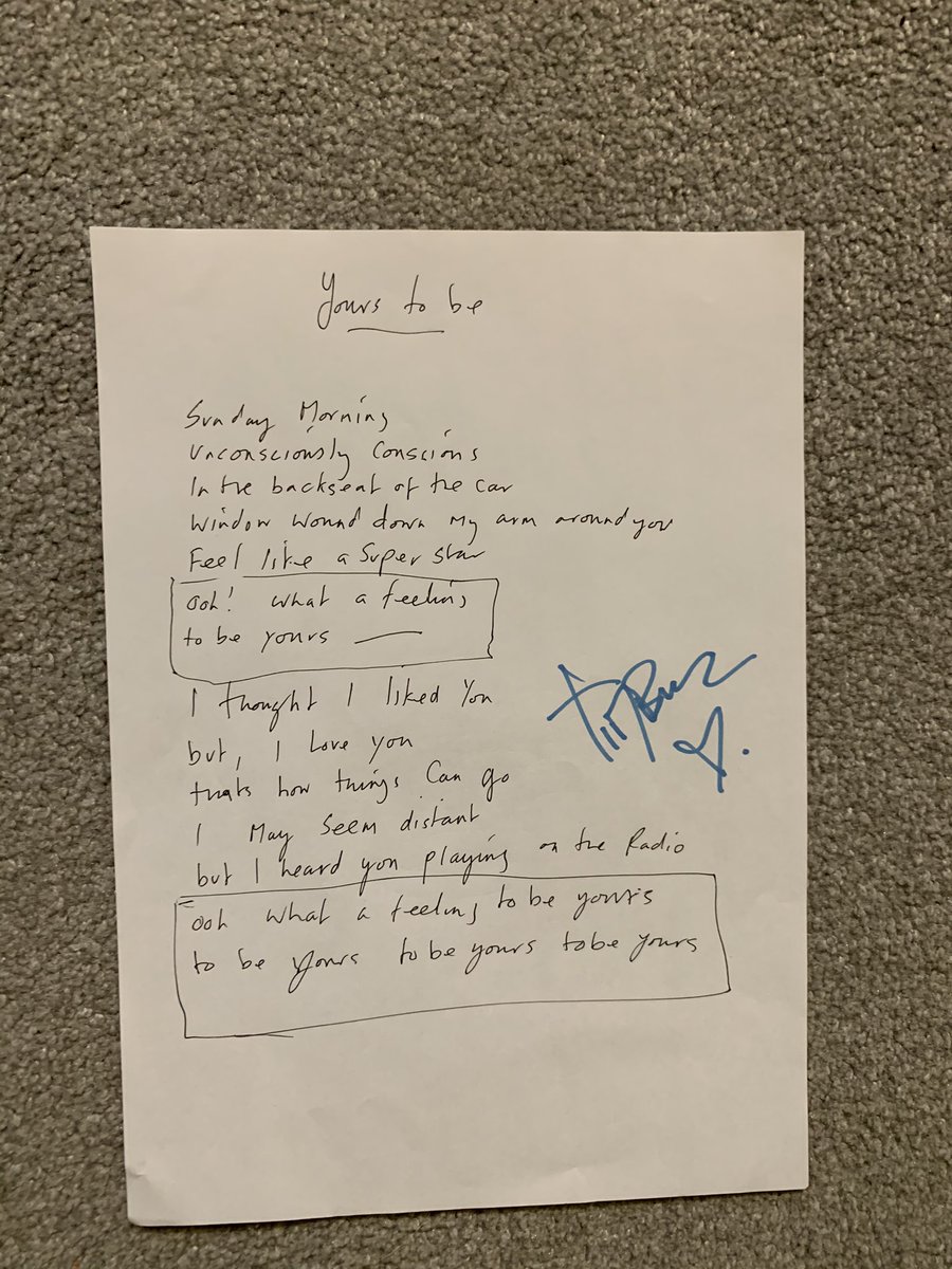 #TimsAdventCalendar2020
🎄 Day Eleven 🎄 

Retweet for a chance to win my handwritten and signed lyrics for Yours. To Be

Winner picked at random at 10am tomorrow 

Good luck 🤘