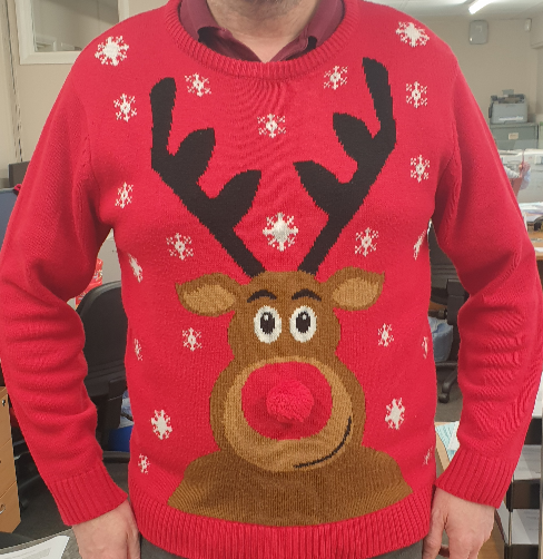 HawkFasteners's tweet photo. Christmas Jumper day in the office, £30 raised for Zoe's Place. https://t.co/3NbIPm0Ptx