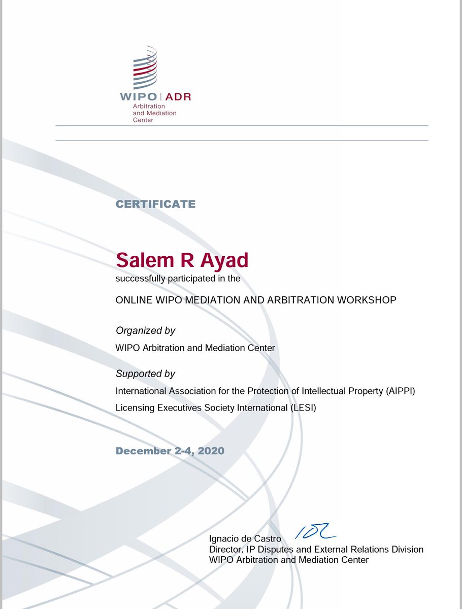 Thanks to WIPO ADR