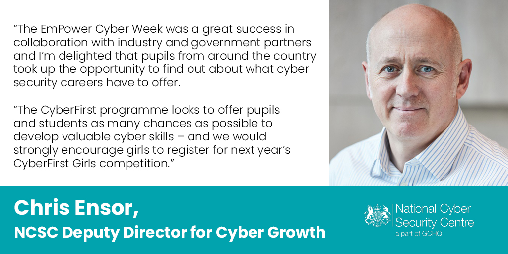 Girls from across the country have the chance to take home the UK’s codebreaking crown by taking part in the #CyberFirst Girls Competition 2021.

Registrations are now open! ncsc.gov.uk/cyberfirst/gir…