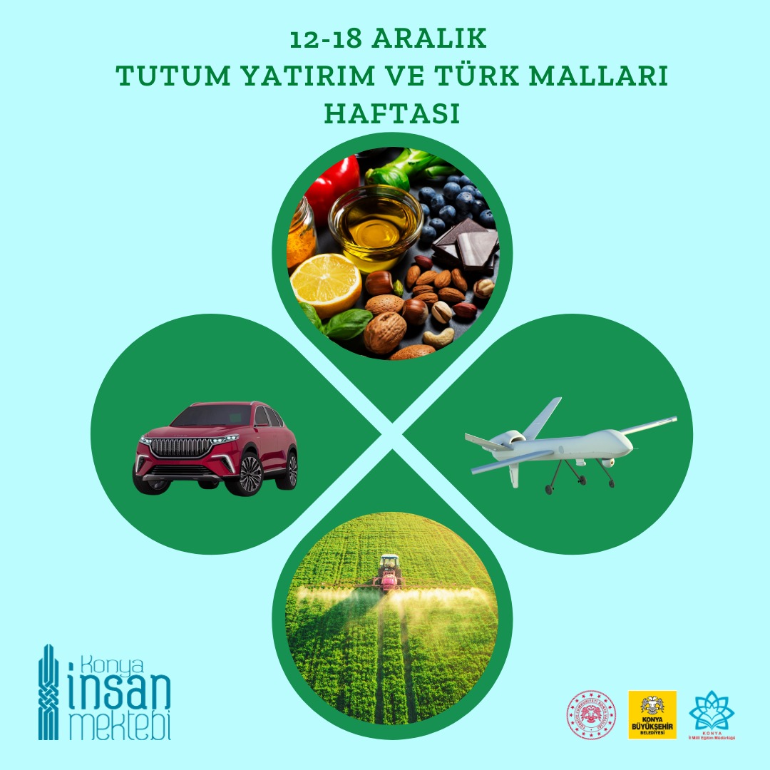 Dağı taşı toprağı bir başka olan her zerresinden ayrı zenginlik fışkıran memleketim, yine Türk'ün eliyle yükselecektir. 
Gelecek yüzyıllara yatırım yapmak ve gücümüze güç katmak için "Türk Malı"ndan vazgeçmeyelim. 

Unutmayın, kazanan yine   memleketimiz  olacak!
#KonyaMEM