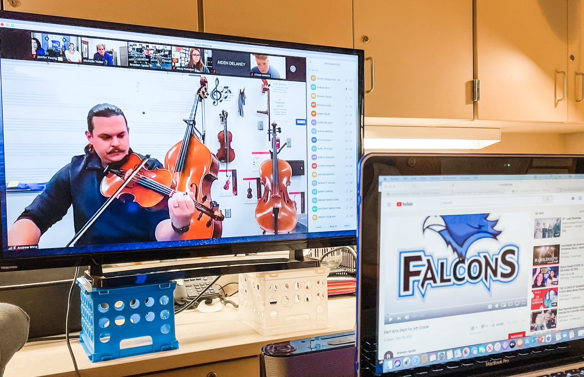 FCImusic's tweet photo. Lots of jammin’ going on today on “Music is My Jam”. Our sixth graders got to take a virtual field trip to the junior high to learn about band, choir, and orchestra! #musicismyjam @HSESchools @FallCreek_Bands @FCIFalcons https://t.co/BWs6Ov6gSf