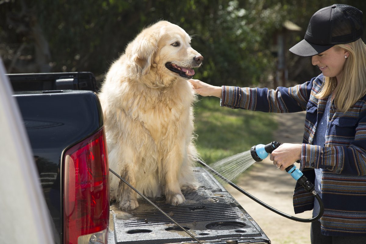 Love taking your dog on adventures but worry about what state they will leave the car afterwards? Then why not take a RinseKit with you?
A portable shower that requires no power or batteries. Hose down doggo before the journey home and save yourself the stress of the mess.