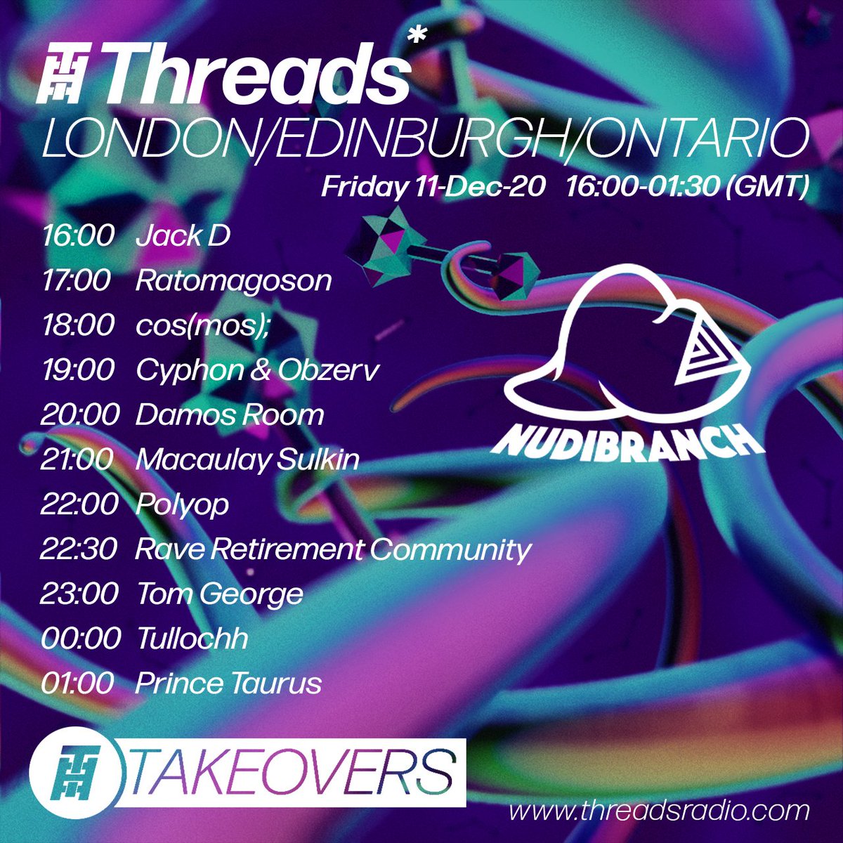 Taking over <a href="/threadsradio/">Threads</a> in half an hour! 

Tune in all evening for @ratomagoson @cyphon14 <a href="/DamosRoom/">Damos Room</a> <a href="/RaveCommunity/">Rave Retirement Community</a> and more

threadsradio.com