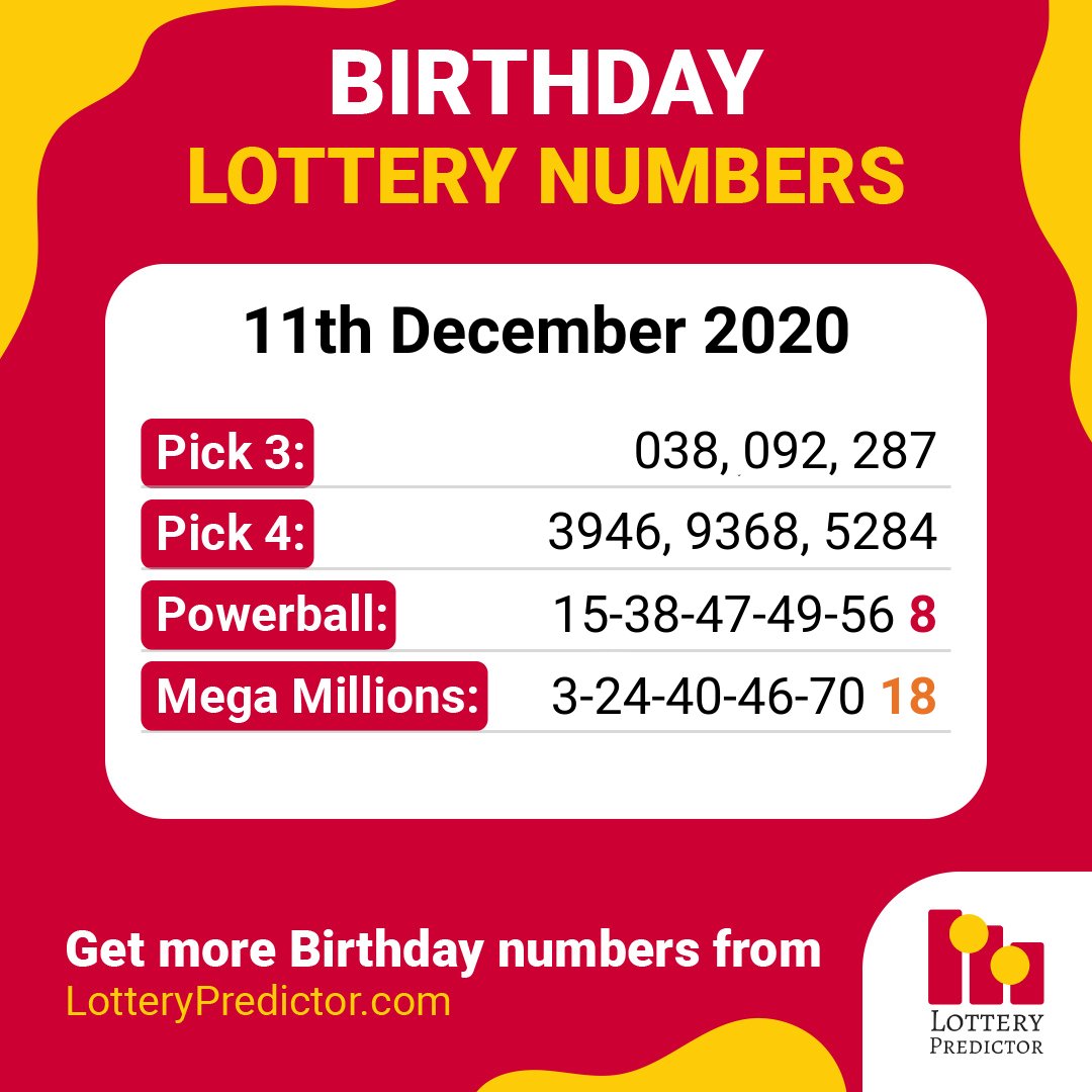 Birthday lottery numbers for Friday, 11th November 2020

#lottery #powerball https://t.co/gfM34FarbL