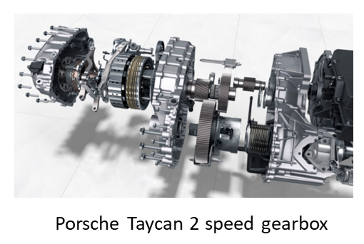 /5c3. For some high-performance vehicles, even 2 speed gearbox is still used, i.e. high reduction ratio for faster acceleration, and low reduction ratio for a high-speed drive.