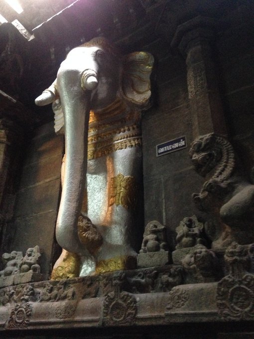 The Shiva Sannadhi of Madurai  #MeenakshiAmman temple is known as Indra Vimana.We can see 8 white elephant sculptures, lions and shiva ganas sculptures around the sannadhi.They are the majestic Astadik elephants.